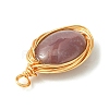 Natural Indian Agate Copper Wire Wrapped Pendants PALLOY-JF02500-02-4