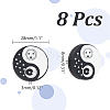 8Pcs Round with Sun and Moon Food Grade Eco-Friendly Silicone Focal Beads  SIL-NB0001-46-2