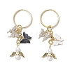 2Pcs Butterfly Alloy Acrylic & Rhinestone & Angle Pendant Keychains KEYC-JKC01251-2