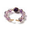 Adjustable Natural Amethyst with Brass Rings G-B075-01G-04-3