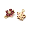 Brass Pave Cubic Zirconia Flower Links Connector Charms KK-H089-34G-05-4