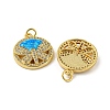 Flat Round with Dragonfly Brass Pendants Micro Pave Cubic Zirconia with Synthetic Opal KK-K356-06G-2