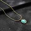 Imitation Cat Eye Oval Pendant Necklace with Round Snake Chains X-NJEW-G085-06G-2