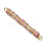 Natural Rhodonite & Electroplated Synthetic Non-magnetic Hematite Heishi Connector Charms PALLOY-JF03291-07-4