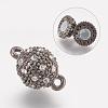 Alloy Rhinestone Magnetic Clasps with Loops RB-H116-2-B-2