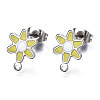 304 Stainless Steel Enamel Stud Earring Findings STAS-T052-43P-06-1
