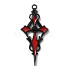Jet Rhinestone Cross Pendant with Red Enamel ENAM-WH0001-06EB-03-1