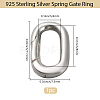 1Pc 925 Sterling Silver Spring Gate Rings STER-BBC0008-50D-3
