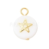 3Pcs 3 Styles Natural Freshwater Shell Flat Round Charms PALLOY-JF04018-02-3