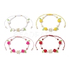 Glass Seed Bead and Resin Braided Bead Bracelets for Women BJEW-MZ00237-1