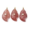 Natural Strawberry Quartz Carved Pendants G-H357-05G-02-1