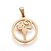 304 Stainless Steel Kitten Pendants STAS-P234-40G-1