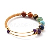 Natural Mixed Stone Beaded Cuff Bangle BJEW-A122-02D-2