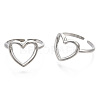 Non-Tarnish 304 Stainless Steel Hollow Heart Cuff Rings LS-RJEW-N038-122P-2