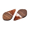 Transparent Resin and Walnut Wood Pendants RESI-T057-06C-3