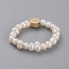 Stretch Natural Cultured Freshwater Pearl Finger Rings RJEW-JR00296-01-3