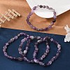 Natural Amethyst Stretch Beaded Bracelets LS-BJEW-K213-C22-1