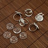 18mm Clear Domed Glass Cabochon Cover and Brass Pad Ring Bases for DIY Portrait Ring Making DIY-X0130-S-1