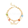 Constellation Alloy & Glass Seed Beads Double Layer Colorful Flower Anklets PW-WGA6E00-10-1