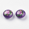 Flower Printed Resin Beads RESI-E010-B02-1