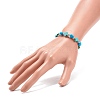 Synthetic Turquoise(Dyed) Cross & Skull Beaded Stretch Bracelet BJEW-JB08449-04-3