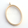 Matte Style Rack Plating Alloy Oval Open Back Bezel Pendants X-PALLOY-S047-26C-FF-2