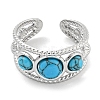 304 Stainless Steel Synthetic Turquoise Cuff Rings G-Z056-06P-05-2