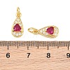 Brass Micro Pave Medium Violet Red Cubic Zirconia Charms CU-CBAB3AD-07G-01-3