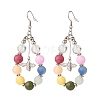 Natural Mixed Gemstone Braided Teardrop Dangle Earrings with Charms EJEW-JE04951-3
