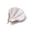 Natural Scallop Shell & Resin Flower & ABS Plastic Imitation Pearl Bowknot Pendants PALLOY-JF03891-5