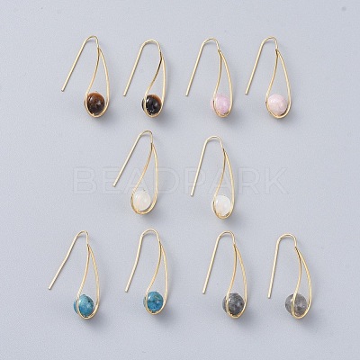 Natural Gemstone Dangle Earrings EJEW-JE03595-1