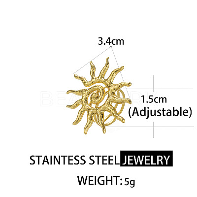 Sun 304 Stainless Steel Cuff Rings FS-WG7BC9E-01-1