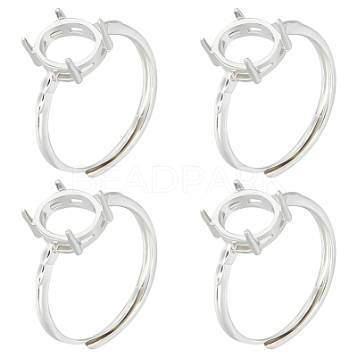 4Pcs Adjustable Brass Solitaire Ring Settings KK-BBC0011-85-1