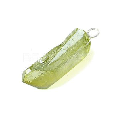 Electroplated Natural Quartz Crystal Pendants PALLOY-JF02797-1