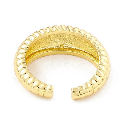 Rack Plating Brass Croissant Open Cuff Ring for Women RJEW-I083-04G-1