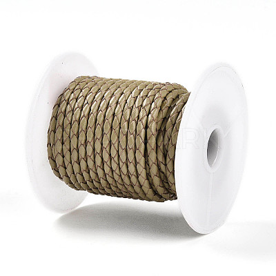 Braided Cowhide Leather Cord NWIR-N005-01O-3mm-1