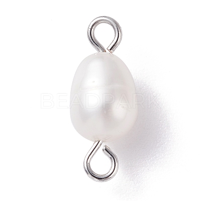 Natural Cultured Freshwater Pearl Bead Links Connectors PALLOY-JF01152-1