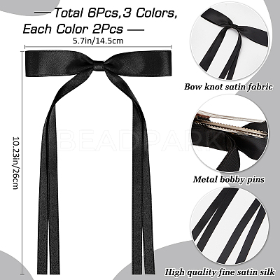Polyester Ribbon Bowknot Alligator Hair Clips AJEW-CP0008-40A-1