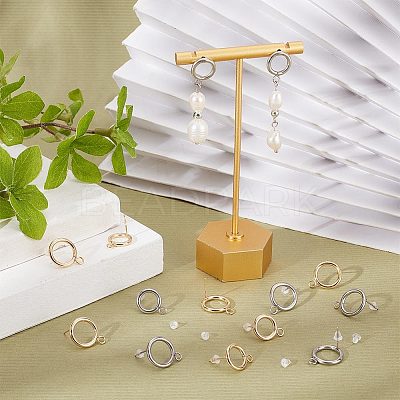 40Pcs 4 Style 304 Stainless Steel Circle Ring Stud Earring Findings STAS-UN0047-07-1