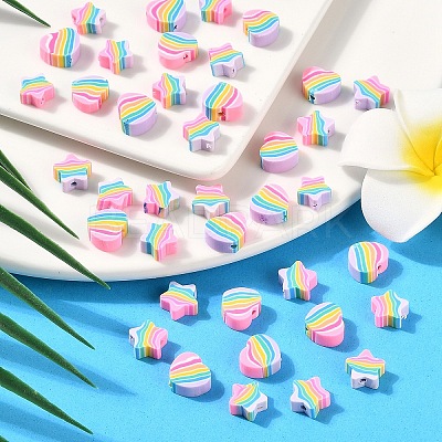 100Pcs 2 Styles Handmade Polymer Clay Beads CLAY-YW0001-97-1
