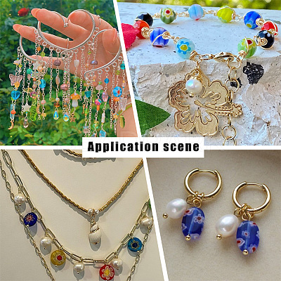 50Pcs Handmade Millefiori Beads Pendants PALLOY-PH0022-35-1