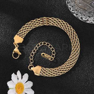 Ion Plating(IP) 304 Stainless Steel Mesh Chain Bracelet X-BJEW-G669-14G-1