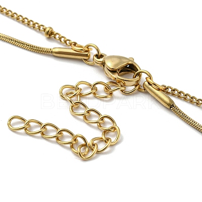 304 Stainless Steel Double-Layer Necklace NJEW-Q321-01G-1