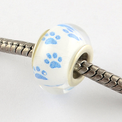 Large Hole Dog Paw Prints Pattern Resin European Beads OPDL-Q129-187A-1