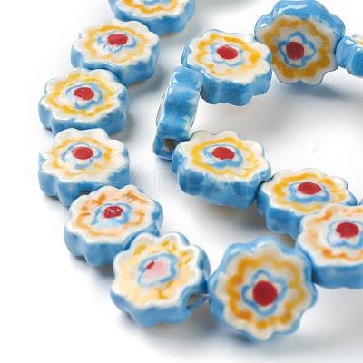 Handmade Porcelain Flower Beads Strands PORC-G006-14A-1