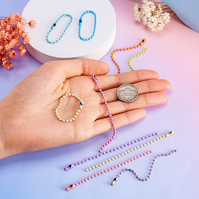 200Pcs 10 Colors Iron Ball Chain CH-TA0001-07-1