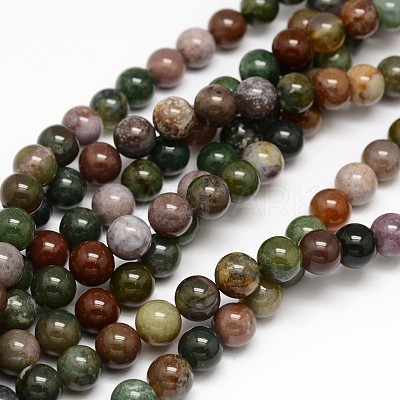 Natural Indian Agate Round Beads Strands G-F243-01-4mm-1