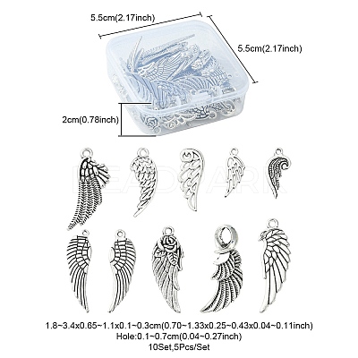 50Pcs 10 Styles Tibetan Style Alloy Pendants FIND-YW0003-39-1