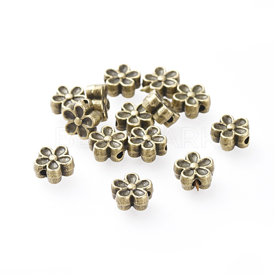 Tibetan Style Alloy 3D Flower Beads MLF0476Y-NF-1