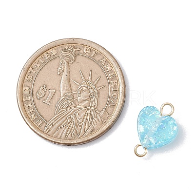 Transparent Resin Heart Links Connector Charms PALLOY-JF04449-01-1